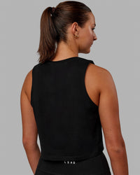 Woman wearing Agile FLXCotton Tank - Black-Black | Thumbnail Index: 3