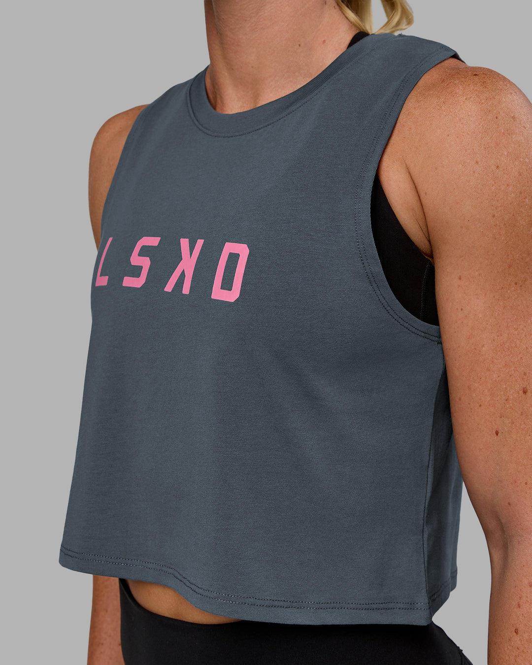 Woman wearing Agile FLXCotton Tank - Turbulence-Candy Pink - view 5