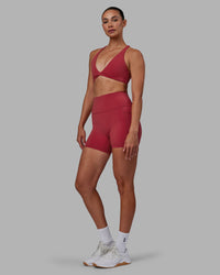 Woman wearing Agile Sports Bra - Claret | Thumbnail Index: 6