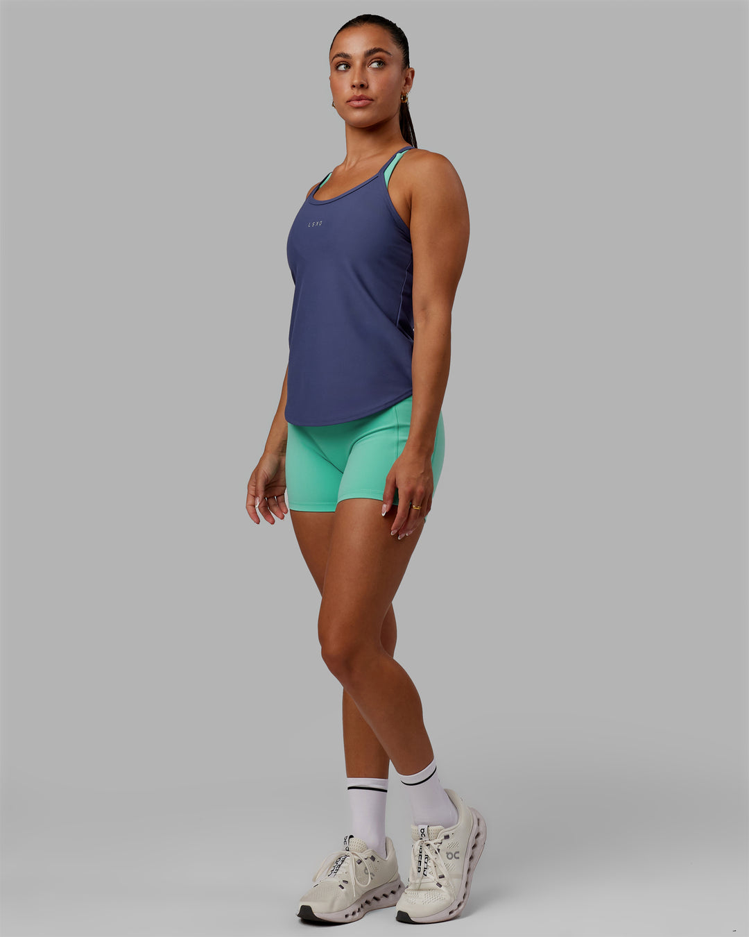 Woman wearing Agility Active Tank - Future Dusk - view 4