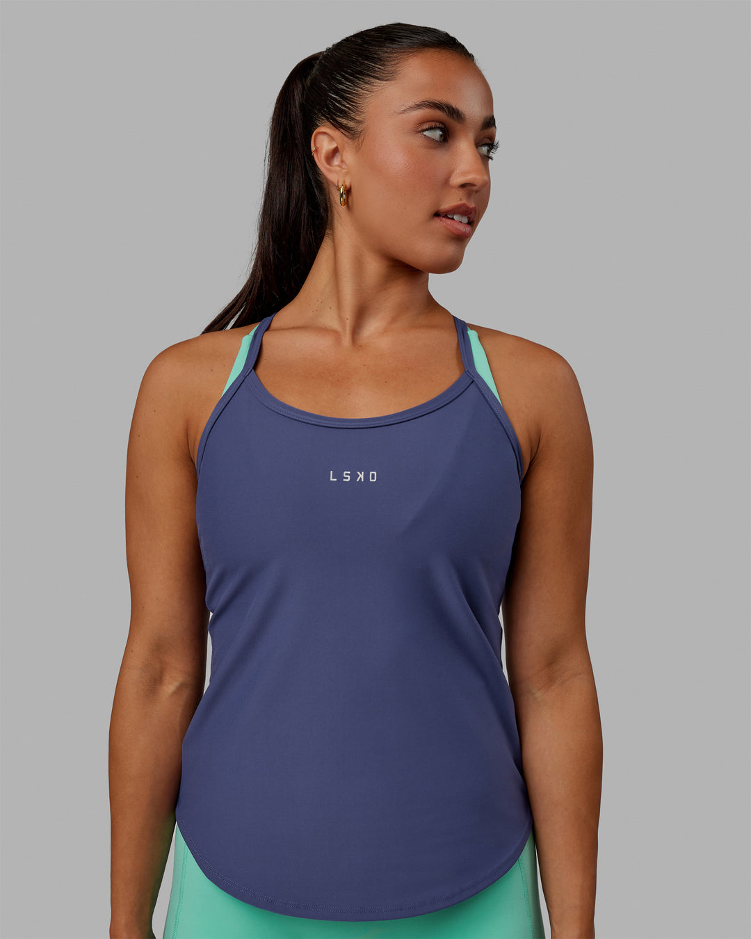 Woman wearing Agility Active Tank - Future Dusk - view 3