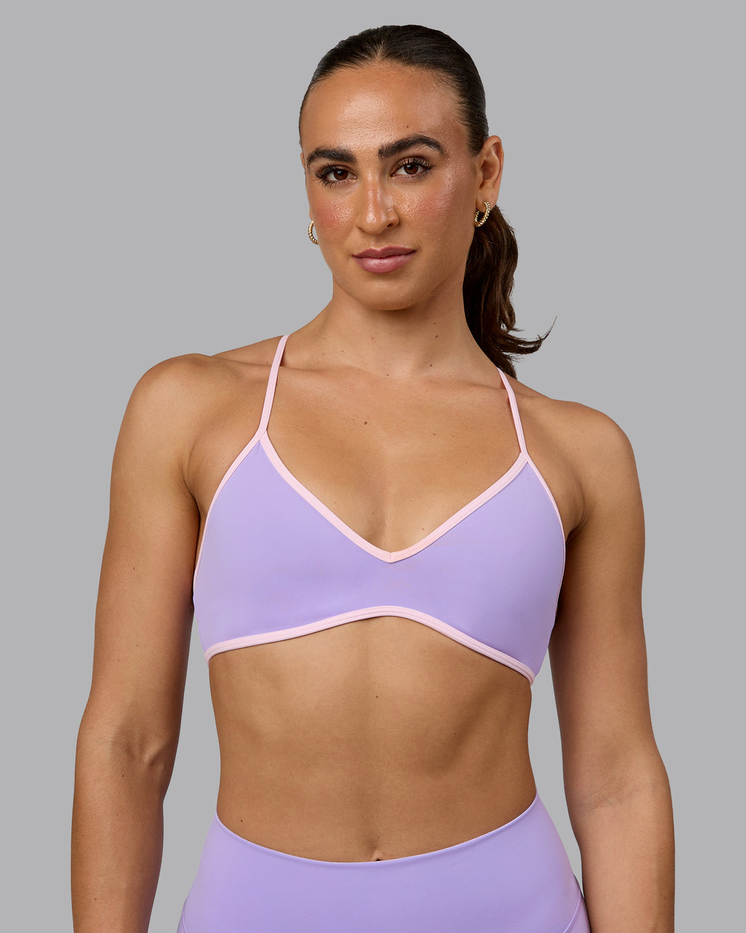 Woman wearing Ambience Sports Bra - Pale Lilac-Pale Pink - view 3