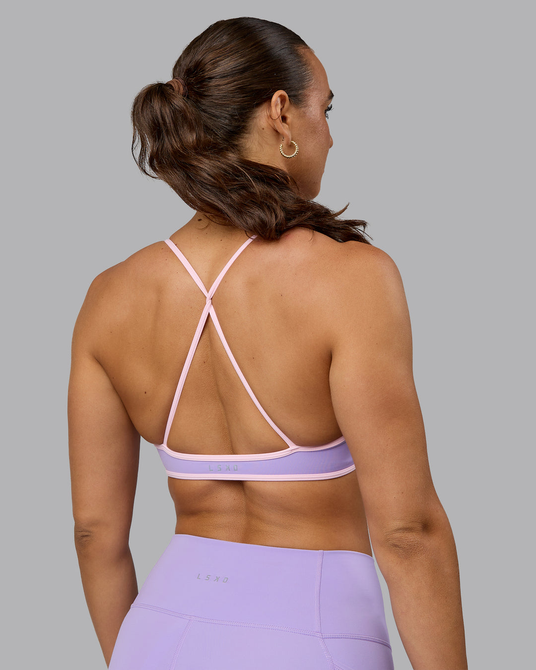 Woman wearing Ambience Sports Bra - Pale Lilac-Pale Pink - view 2