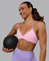 Woman wearing Ambience Sports Bra - Pale Pink-Pale Lilac | Thumbnail Index: 2