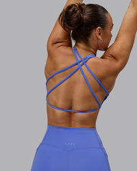 Woman wearing Aspire Sports Bra - Baja Blue | Thumbnail Index: 0
