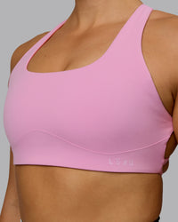 Woman wearing Aspire Sports Bra - Bubblegum | Thumbnail Index: 3