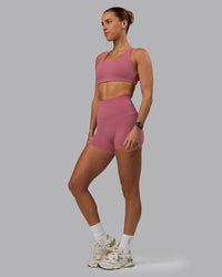Woman wearing Aspire Sports Bra - Mauve Haze | Thumbnail Index: 4