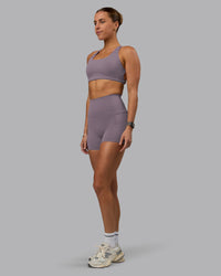 Woman wearing Aspire Sports Bra - Purple Sage | Thumbnail Index: 2