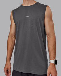Man wearing Base FLXCotton Tank - Dark Storm | Thumbnail Index: 3