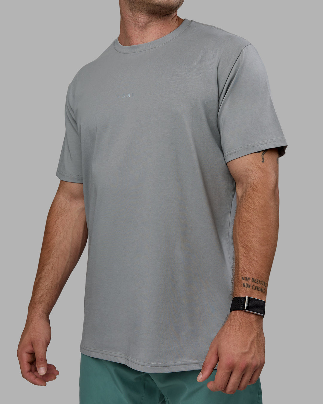 Man wearing Base FLXCotton Tee - Circular Grey - view 3