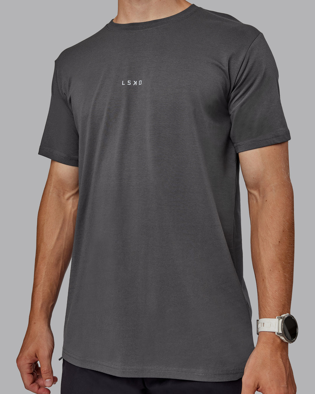 Man wearing Base FLXCotton Tee - Dark Storm - view 5