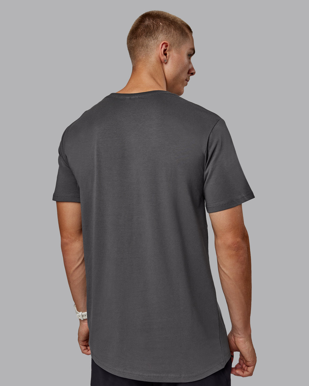 Man wearing Base FLXCotton Tee - Dark Storm - view 4