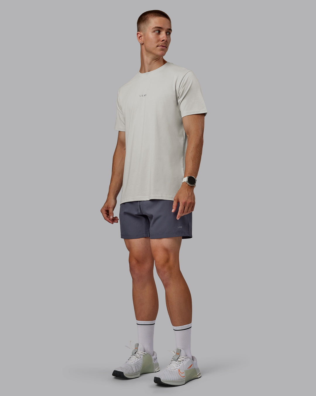 Man wearing Base FLXCotton Tee - Digital Mist - view 2