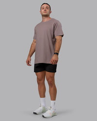 Man wearing Base FLXCotton Tee - Greyish Purple | Thumbnail Index: 3