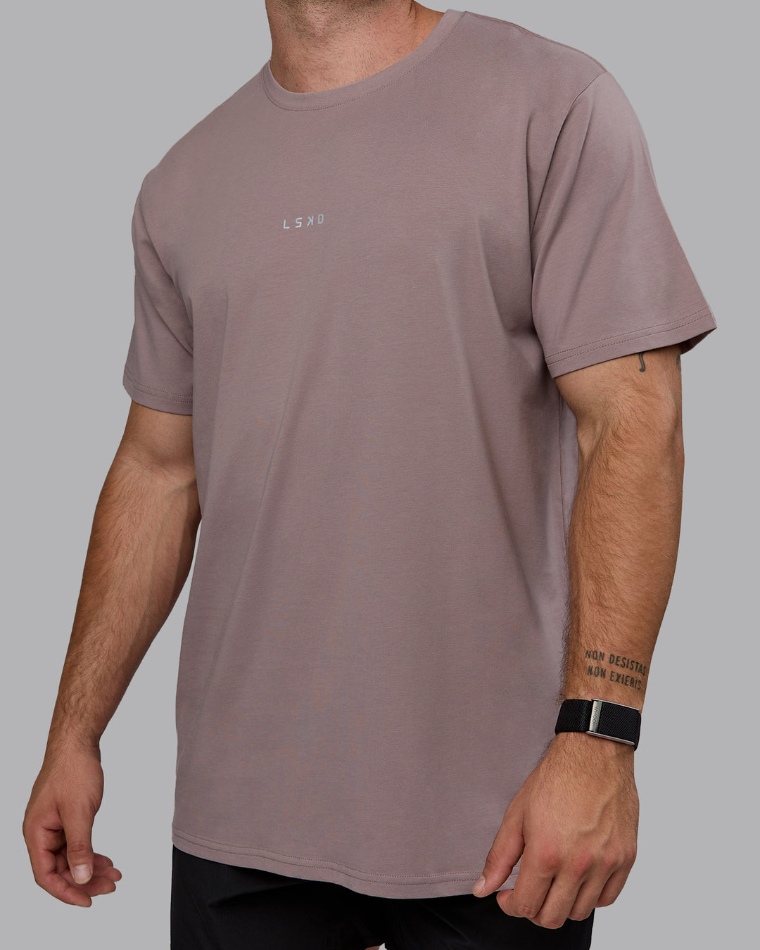 Man wearing Base FLXCotton Tee - Greyish Purple - view 5