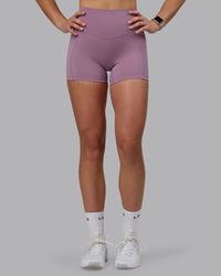 Woman wearing Blaze Ultra High-Rise 4" Short - Grape | Thumbnail Index: 5