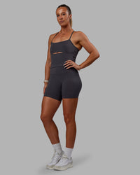 Woman wearing Bree Masters Fusion Ultra High-Rise 6" Short Pockets - Stormy | Thumbnail Index: 7