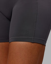 Woman wearing Bree Masters Fusion Ultra High-Rise 6" Short Pockets - Stormy | Thumbnail Index: 6