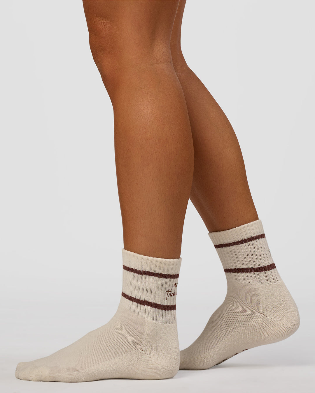CF Move Through Quarter Socks - Ivory-Hot Chocolate - view 3