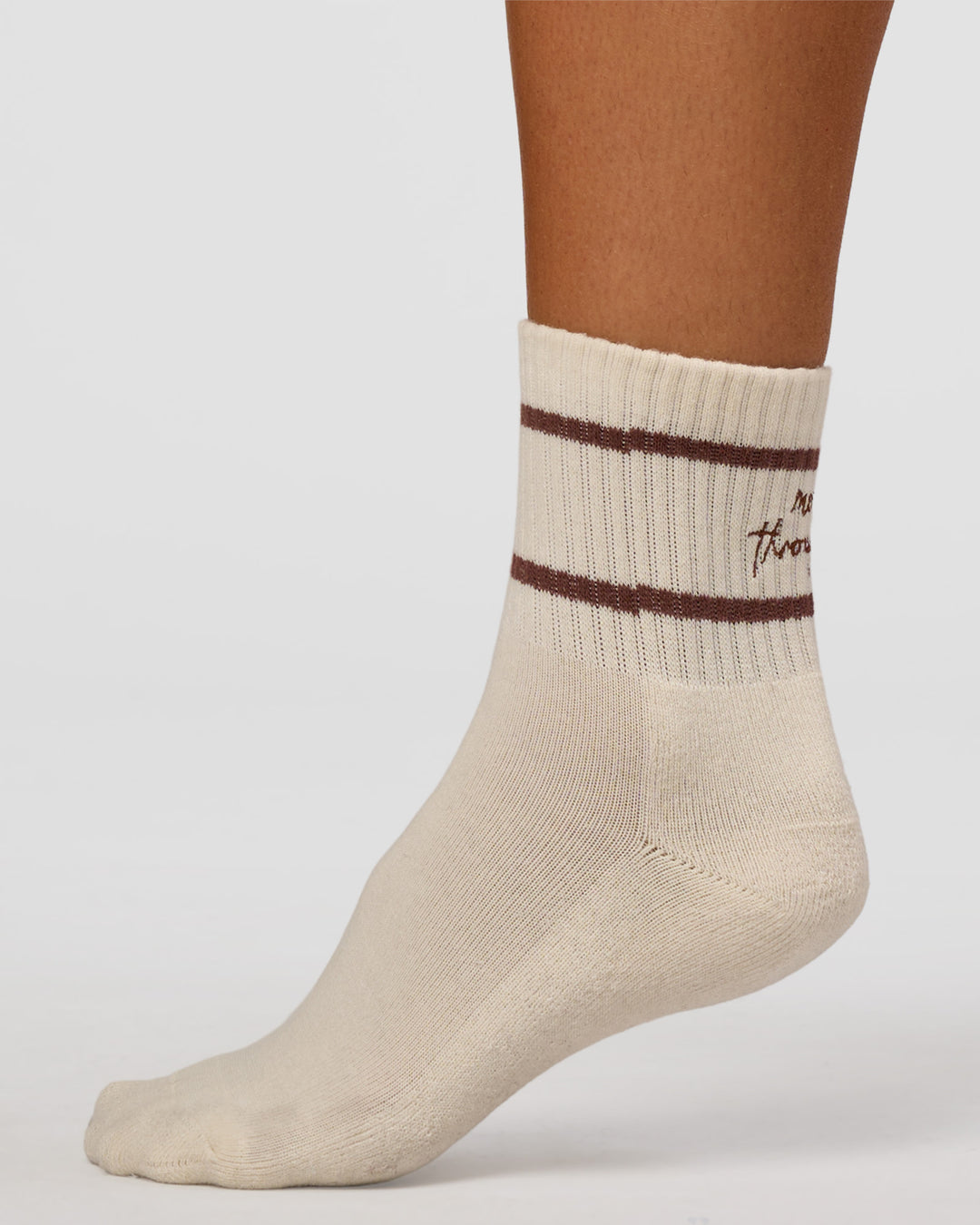 CF Move Through Quarter Socks - Ivory-Hot Chocolate - view 4