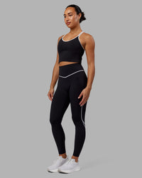 Woman wearing Contrast Active Shelf Bra Tank - Black-White | Thumbnail Index: 2