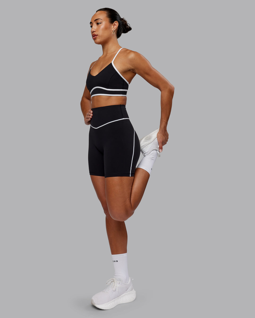 Woman wearing Contrast Ultra High-Rise 6" Short - Black-White - view 5
