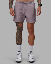 Man wearing Daily 5" Shorts - Grey Purple | Thumbnail Index: 2