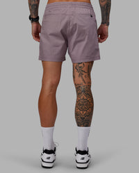 Man wearing Daily 5" Shorts - Grey Purple | Thumbnail Index: 3