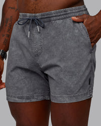 Man wearing Washed Daily 5" Shorts - Circular Grey | Thumbnail Index: 0