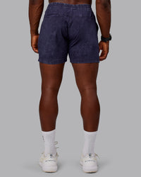 Man wearing Washed Daily 5" Shorts - Midnight Blue | Thumbnail Index: 3