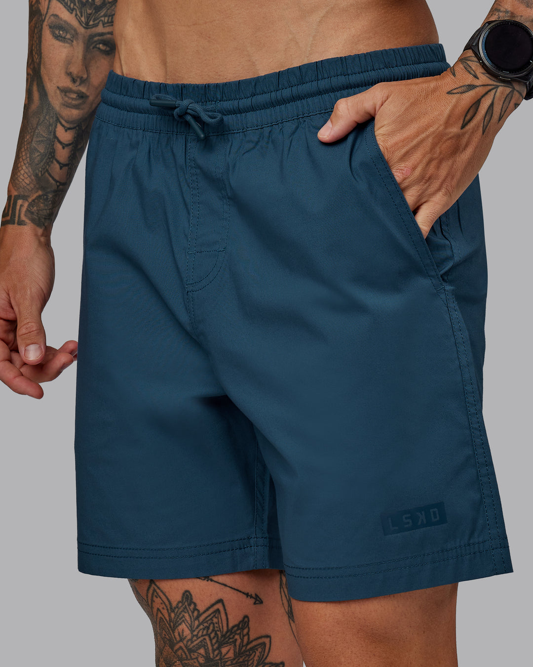 Man wearing Daily 7" Shorts - Indigo - view 3
