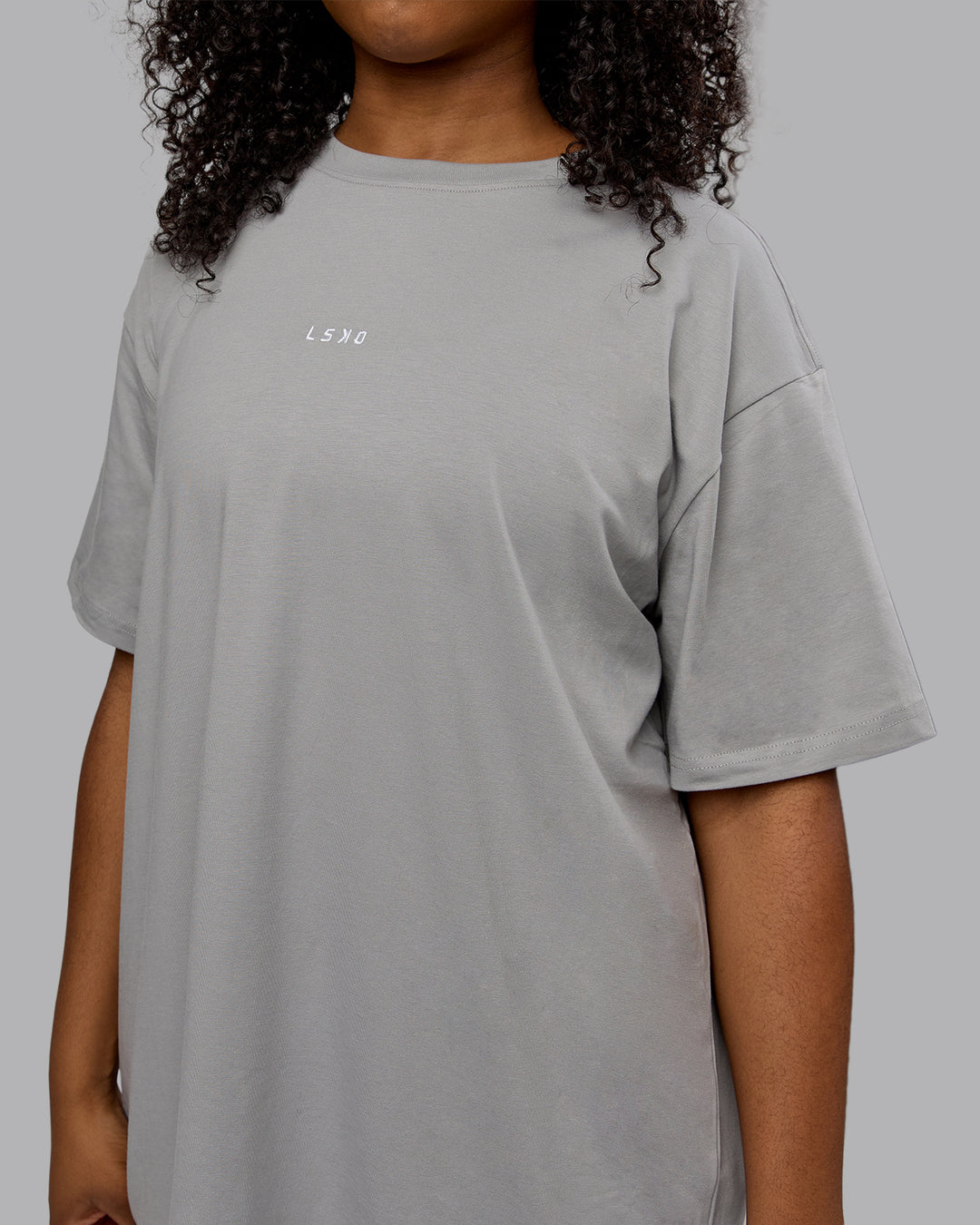 Woman wearing Daily FLXCotton Oversized Dress - Circular Grey - view 7