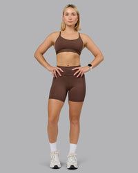 Woman wearing Define Sports Bra - Chocolate Martini | Model:Halle | Size:S | Thumbnail Index: 3