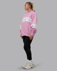 Woman wearing Disc Oversized Sweater - Bubblegum-Light Bubblegum | Thumbnail Index: 4