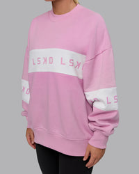 Woman wearing Disc Oversized Sweater - Bubblegum-Light Bubblegum | Thumbnail Index: 2