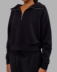 Woman wearing Elevate SoftTouch 1/2 Zip Sweater - Black-Black | Thumbnail Index: 6