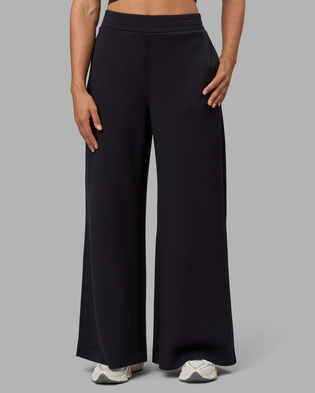 Woman wearing Elevate SoftTouch Wide Leg Pants - Black-Black - view 10