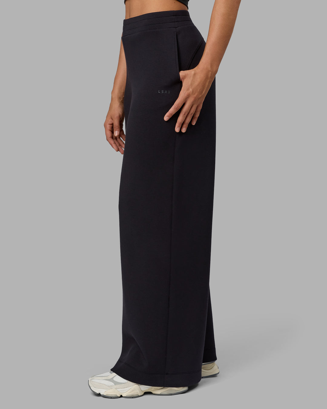Woman wearing Elevate SoftTouch Wide Leg Pants - Black-Black - view 8
