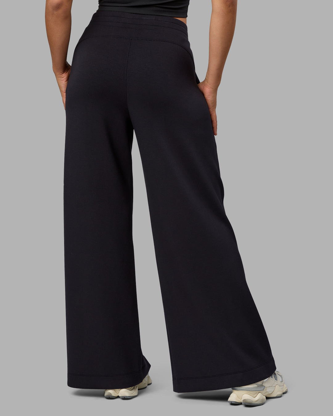 Woman wearing Elevate SoftTouch Wide Leg Pants - Black-Black - view 3
