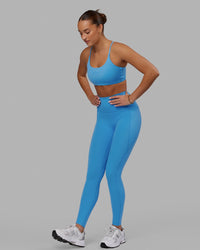 Woman wearing Elixir Ultra High-Rise Full Length Legging Pockets - Azure Blue | Thumbnail Index: 9