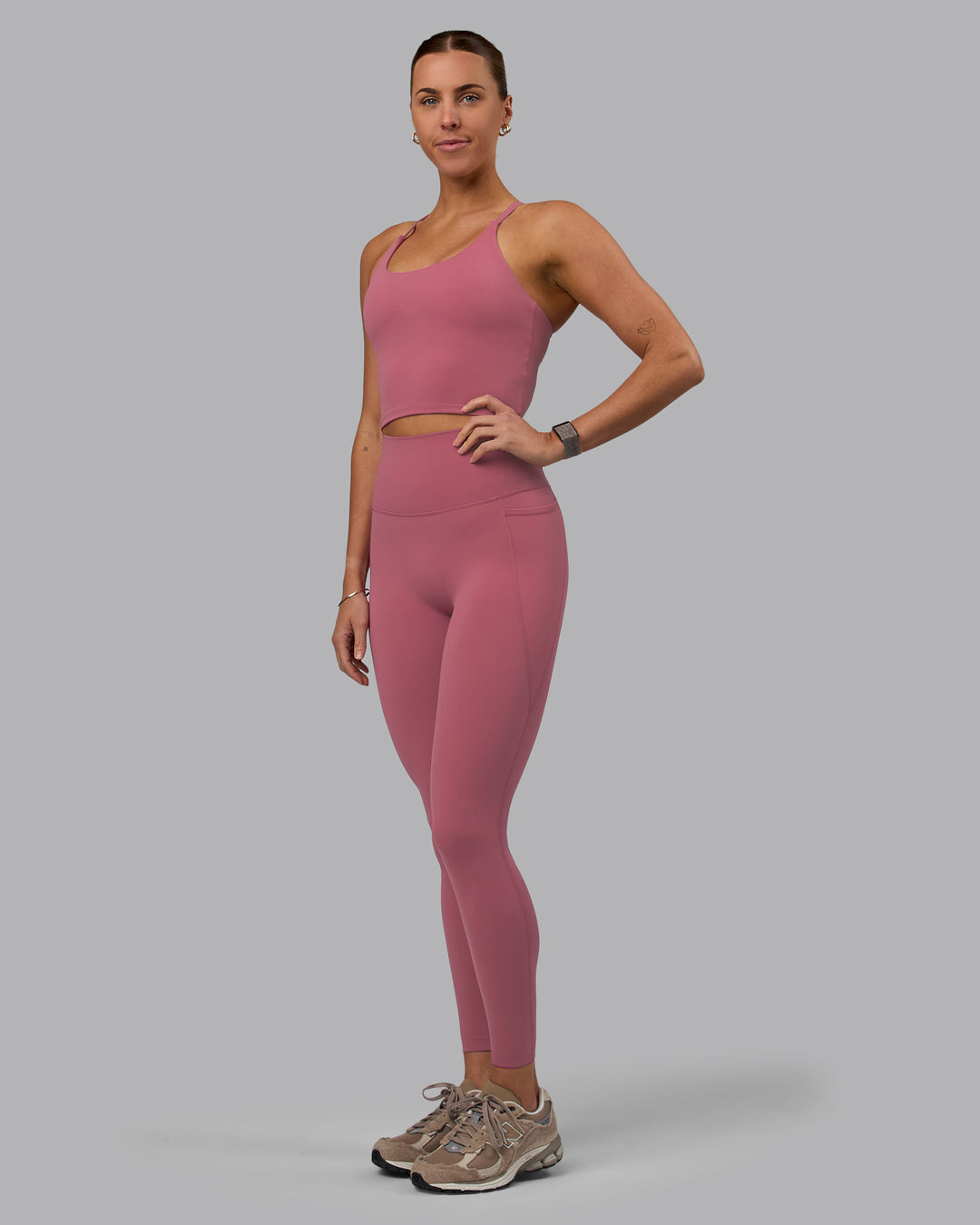 Woman wearing Elixir Ultra High-Rise Full Length Legging Pockets - Mauve Haze - view 6