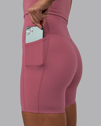 Woman wearing Elixir Ultra High-Rise 6" Short Pockets - Mauve Haze | Thumbnail Index: 4
