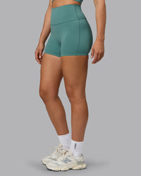 Woman wearing Elixir Ultra High-Rise 4" Short - Sagebrush | Model:Sophie | Size:S | Thumbnail Index: 8
