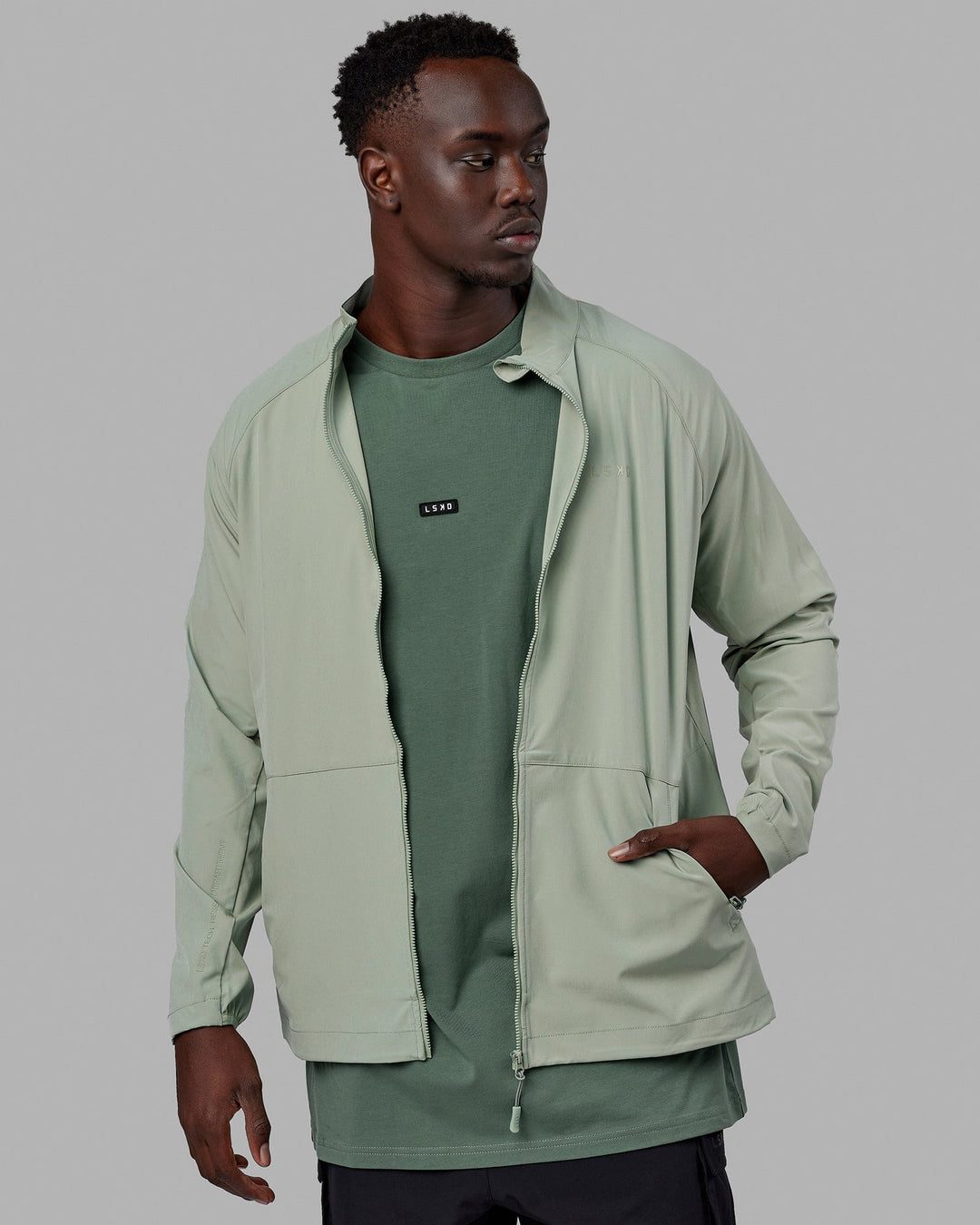 Man wearing Energy Stretch Performance Jacket - Iceberg Green - view 5