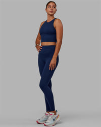 Woman wearing Enhance Shelf Bra Tank - Midnight Blue | Thumbnail Index: 5