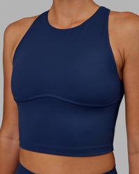 Woman wearing Enhance Shelf Bra Tank - Midnight Blue | Thumbnail Index: 6