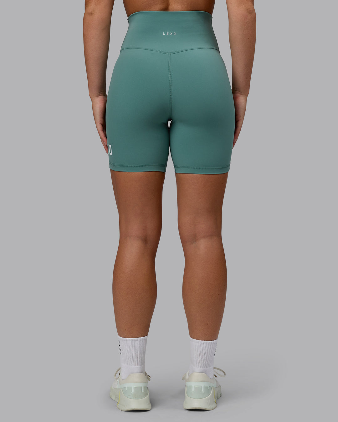 Woman wearing Evolved Ultra High-Rise 6" Short - Sagebrush-White - view 4