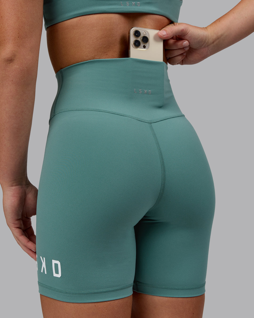 Woman wearing Evolved Ultra High-Rise 6" Short - Sagebrush-White - view 6