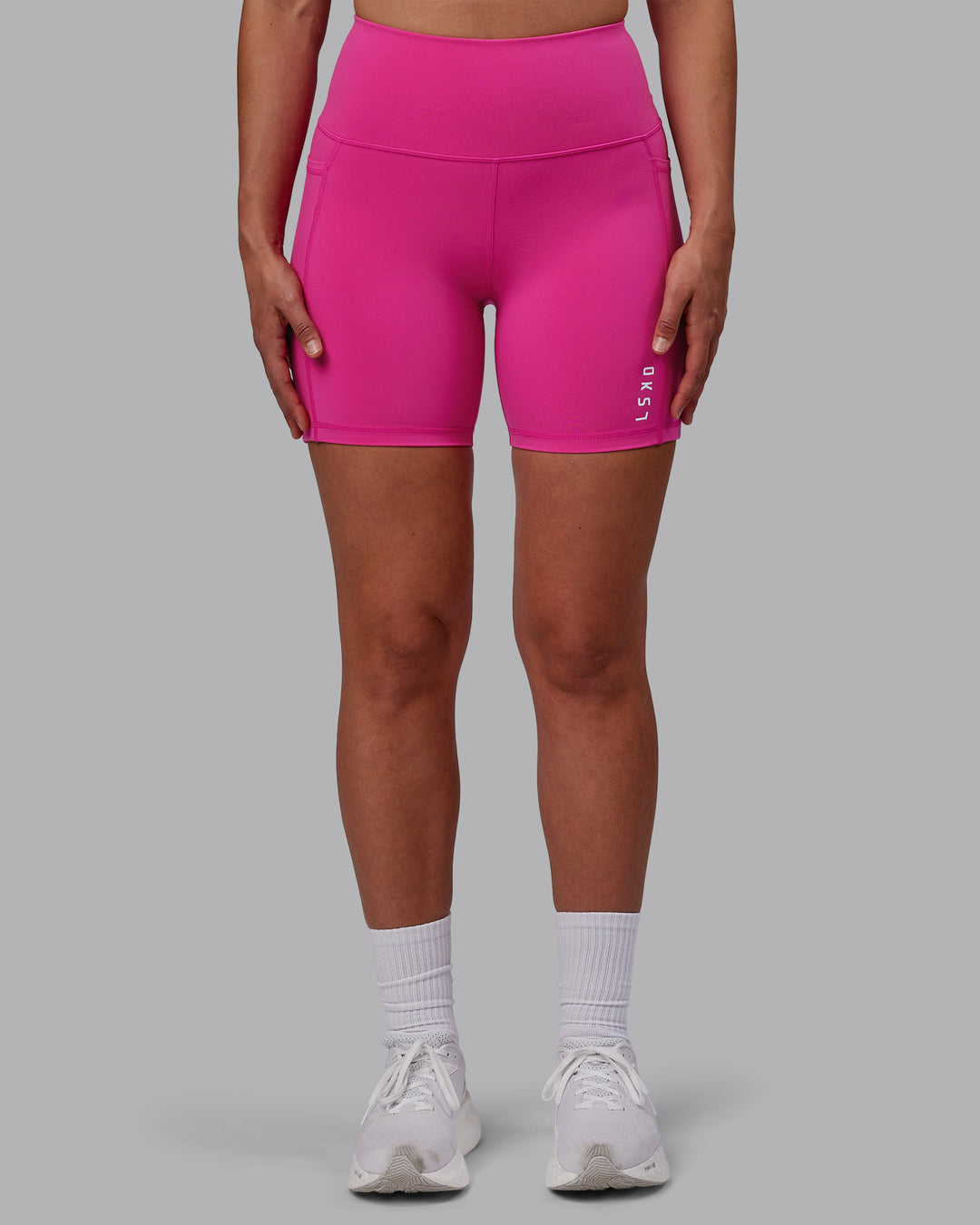 Woman wearing Flux Ultra High-Rise 6" Short Pockets - Fuchsia Pink - view 8