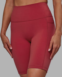 Woman wearing Fusion Ultra High-Rise 9" Short Pockets - Claret | Model:Blaize | Size:S | Thumbnail Index: 1